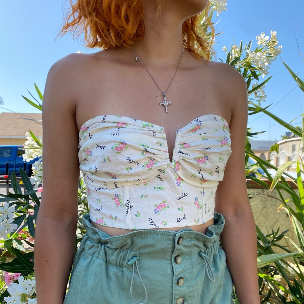 LPA Shirred Bandeau Bustier floral SZ S